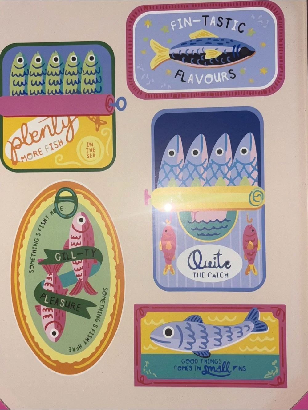 Seafood-Themed Wall Art Print - Colorful Fish Tin Illustrations